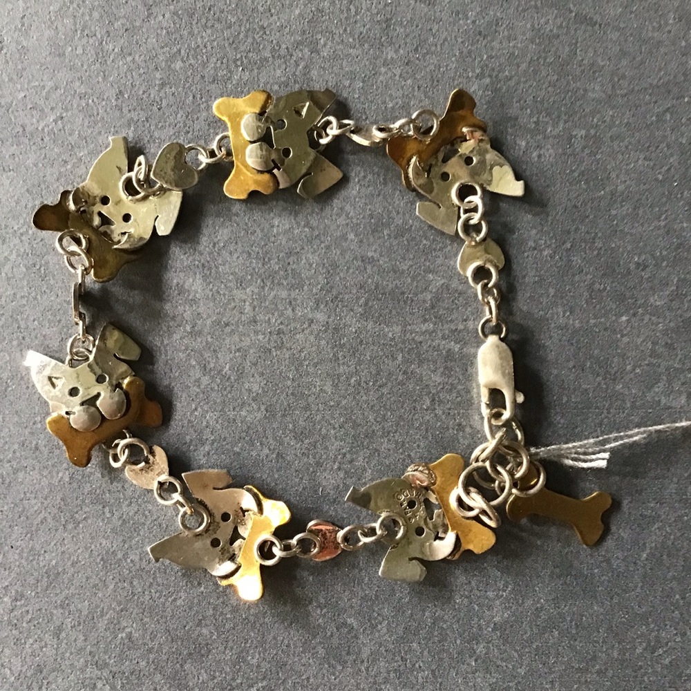 Sterling Silver with Brass Dog Bracelet